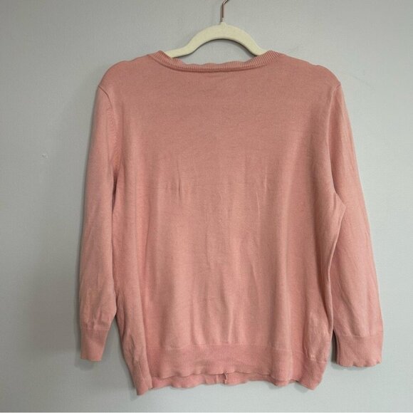 Talbots Soft Pink Knit Sweater Button Front Lightweight Pima Cotton Cardigan - Picture 4 of 6